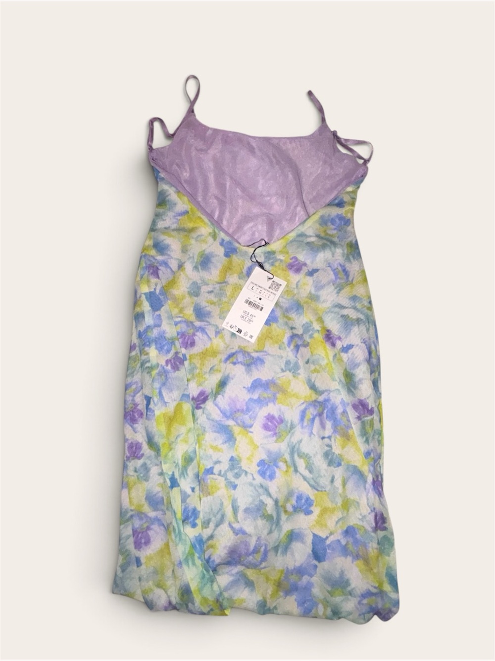 Zara Floral Maxi Dress Blue Green Purple Size L NWT - Picture 3 of 3